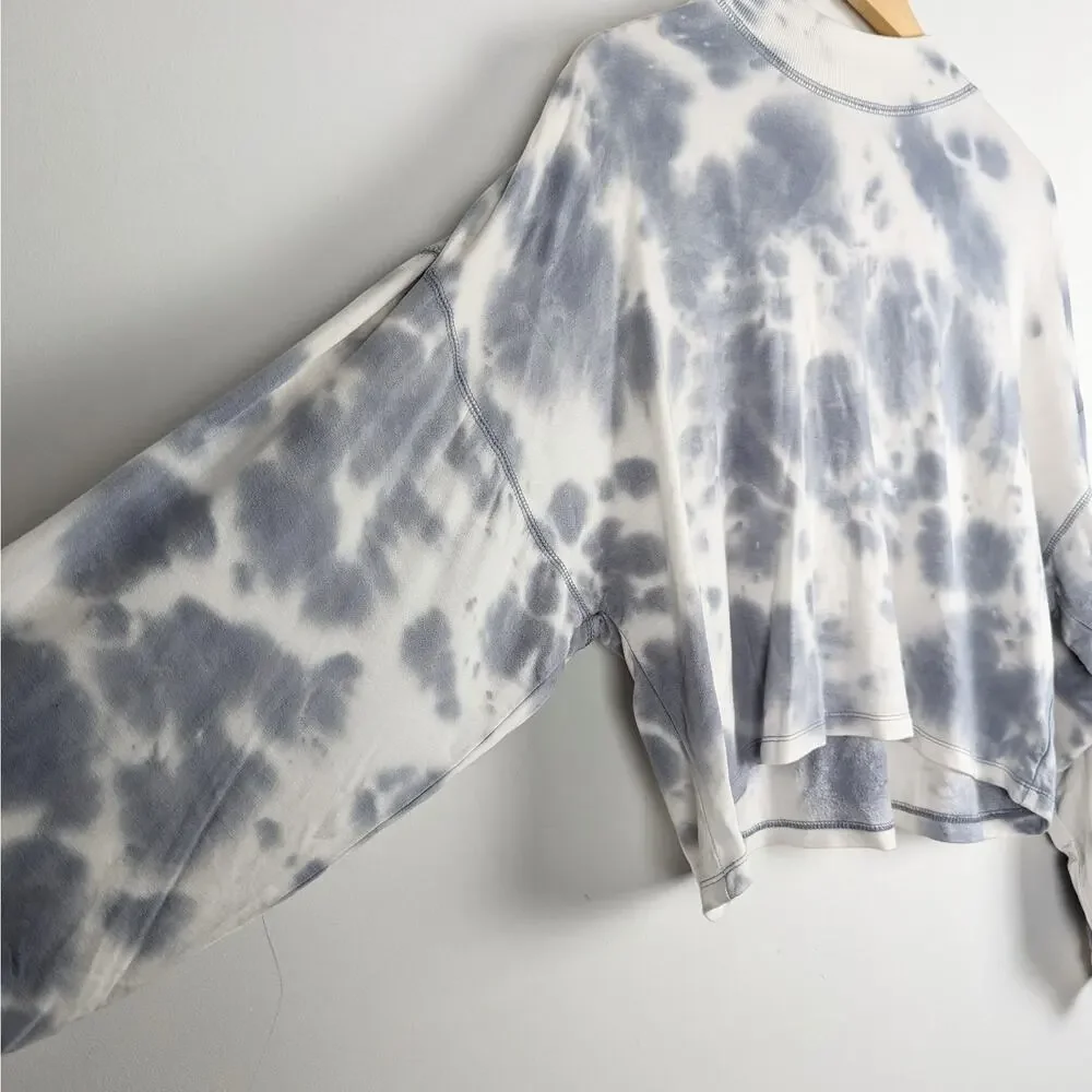 Wild Fable Gray and White Tie Dyed Mock Neck Cropped Sweatshirt Size Large NWT - Picture 4 of 9